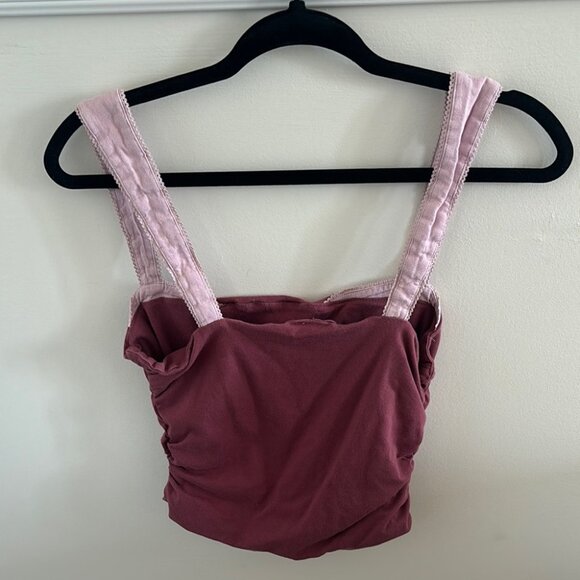Free People Women's Purple Two-Tone Crop Tank Top - Picture 7 of 7